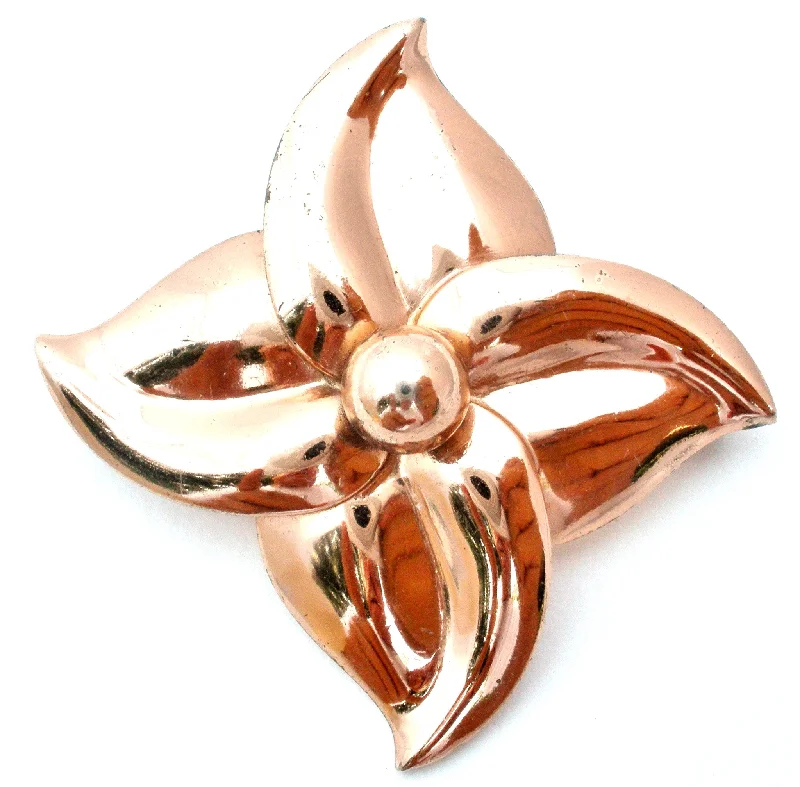 Woven bead brooches-Napier Rose Gold Washed Sterling Silver Flower Brooch Pin