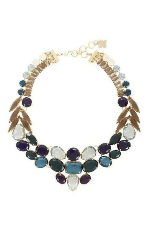 Lapis lazuli necklaces-Multi Color Stone Statement Necklace