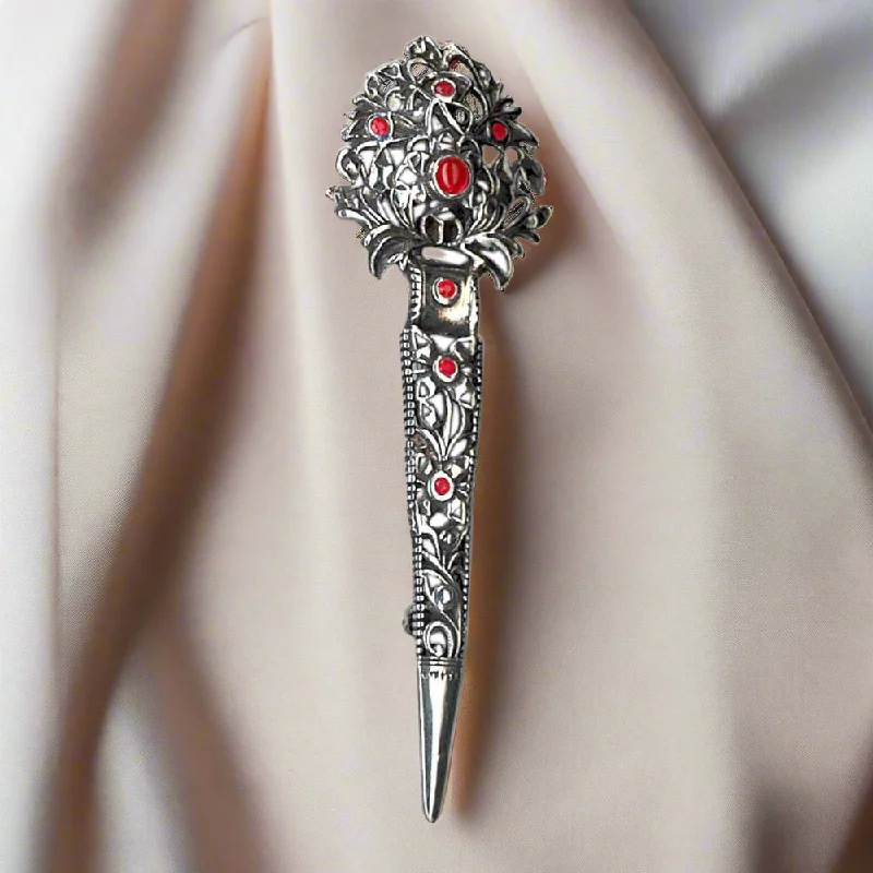 High-gloss brooches-Greek Traditional Brooch in sterling silver with Zircon (K-06)