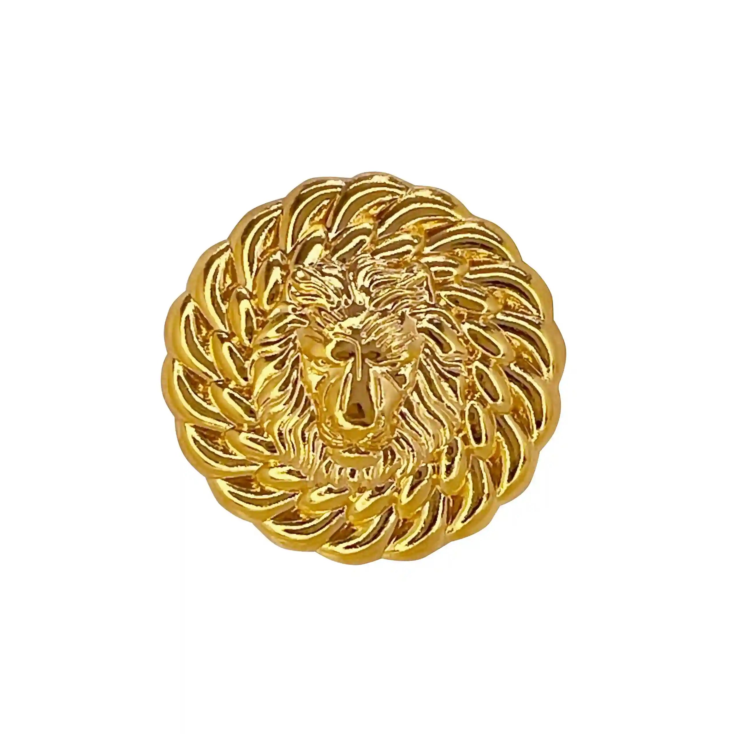 Planetary pin brooches-Lion Head Shiny Gold Metal Brooch