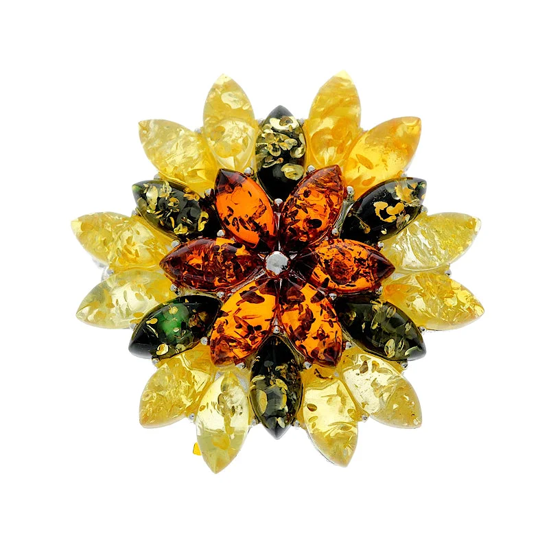 Artisan crafted brooches-Baltic Amber Starburst Brooch