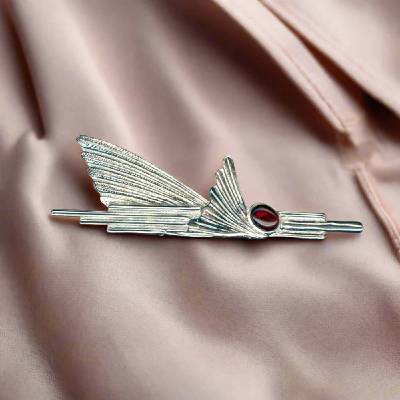 Tourmaline floral brooches-Greek Traditional Brooch in Sterling silver with Zircon (K-32)