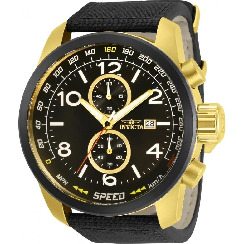 Etched case watches-Invicta Men's 30733 Aviator Black Nylon Watch