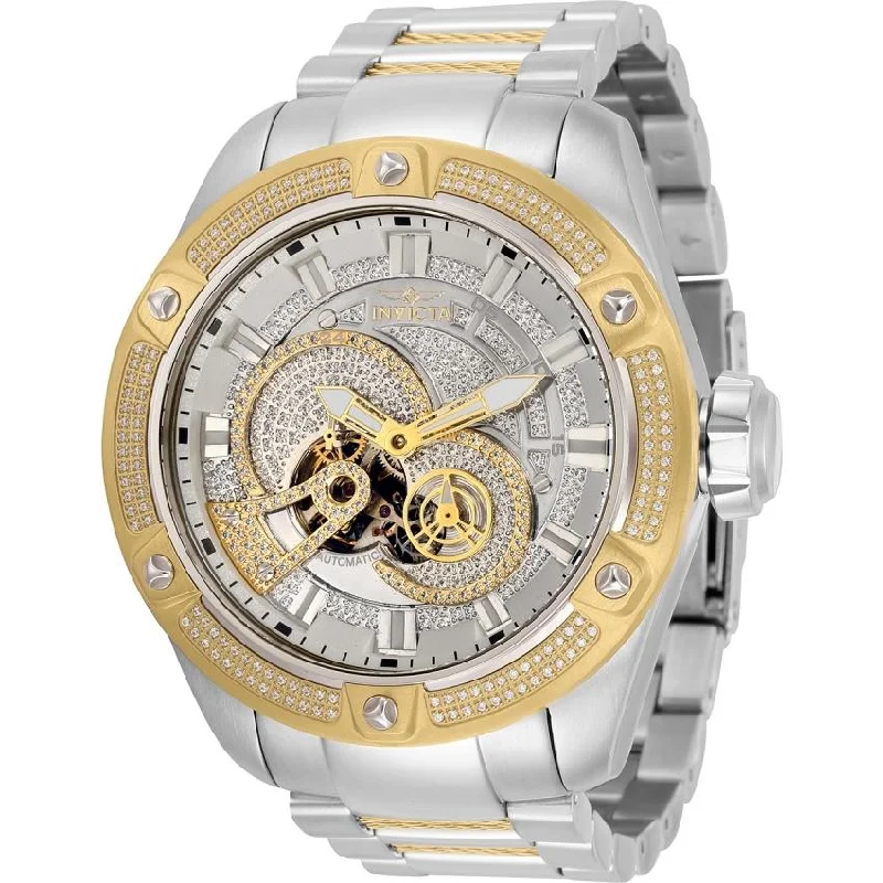 Square face watches-Invicta Men's 30913 Bolt Automatic Gold-Tone and Silver Stainless Steel Watch