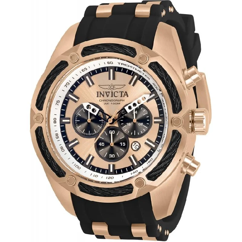 Retro leather watches-Invicta Men's 31066 Bolt Black and Rose-Tone Inserts Polyurethane and Stainless Steel Watch