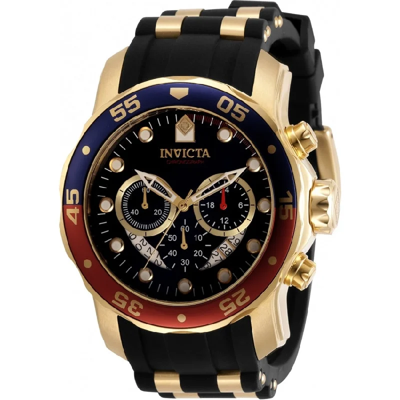 Tri-metal watches-Invicta Men's 31293 Pro Diver Black and Gold-Tone Silicone Watch