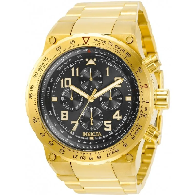 Eco strap watches-Invicta Men's 31560 Aviator Gold-Tone and Silver Stainless Steel Watch