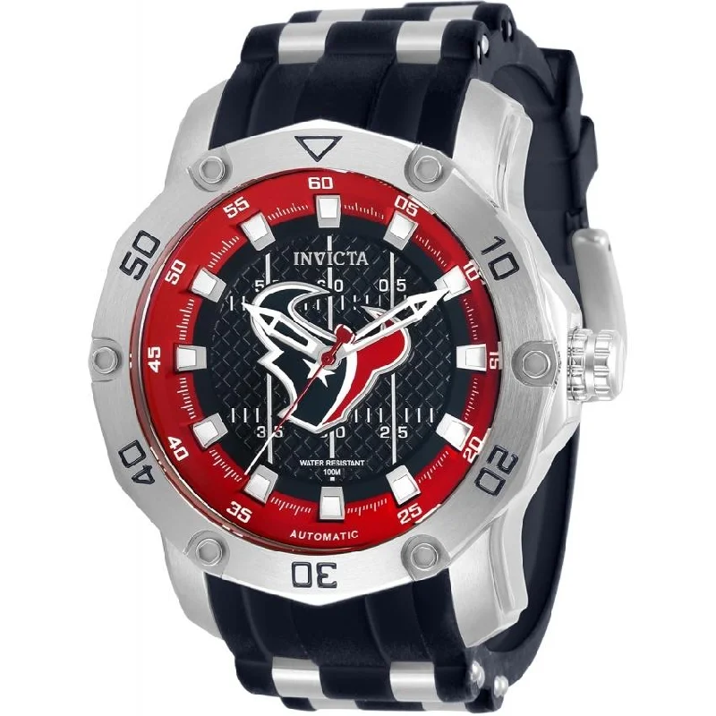 Rose gold dial watches-Invicta Men's 32020 NFL Texans Automatic Blue and Silver Inserts Silicone Watch