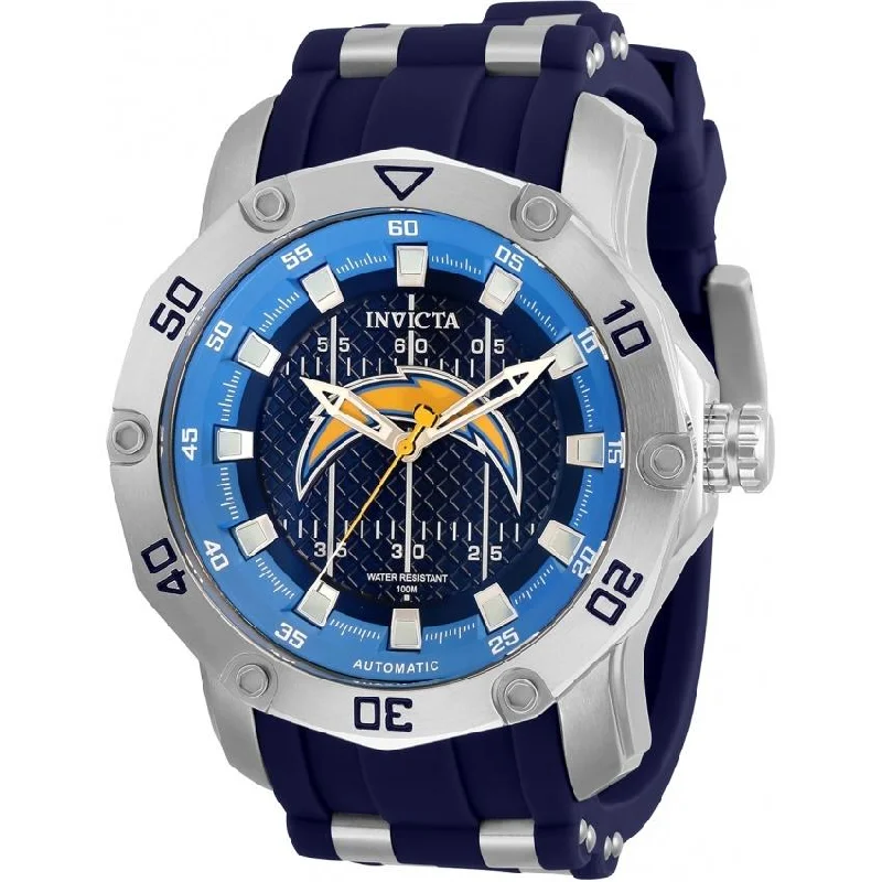 Sharp analog watches-Invicta Men's 32024 NFL Chargers Automatic Silicone Watch