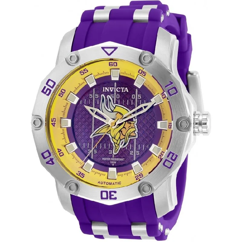 Steel band watches-Invicta Men's 32025 NFL Vikings Automatic Purple Silicone Watch