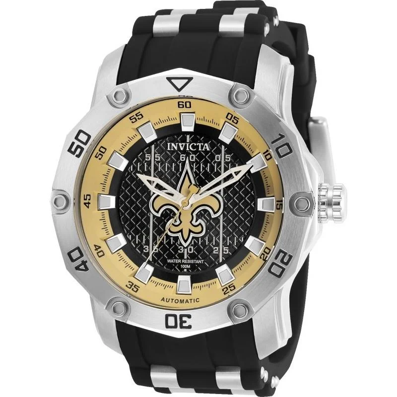 Fine square watches-Invicta Men's 32026 NFL Saints Automatic Green Silicone Watch