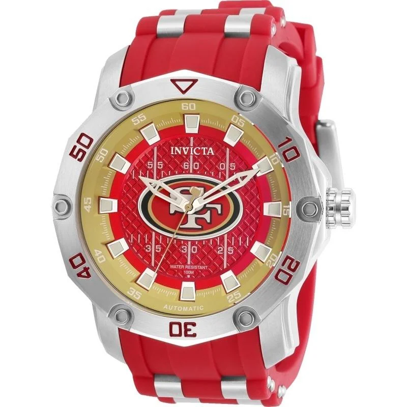 Silicone strap watches-Invicta Men's 32032 NFL 49ers Automatic Red Silicone Watch