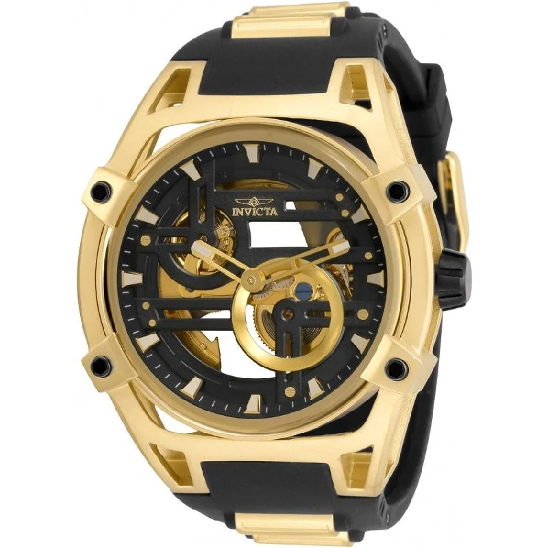 Sharp slim watches-Invicta Men's 32349 Akula Automatic Black and Gold-Tone Polyurethane and Stainless Steel Watch