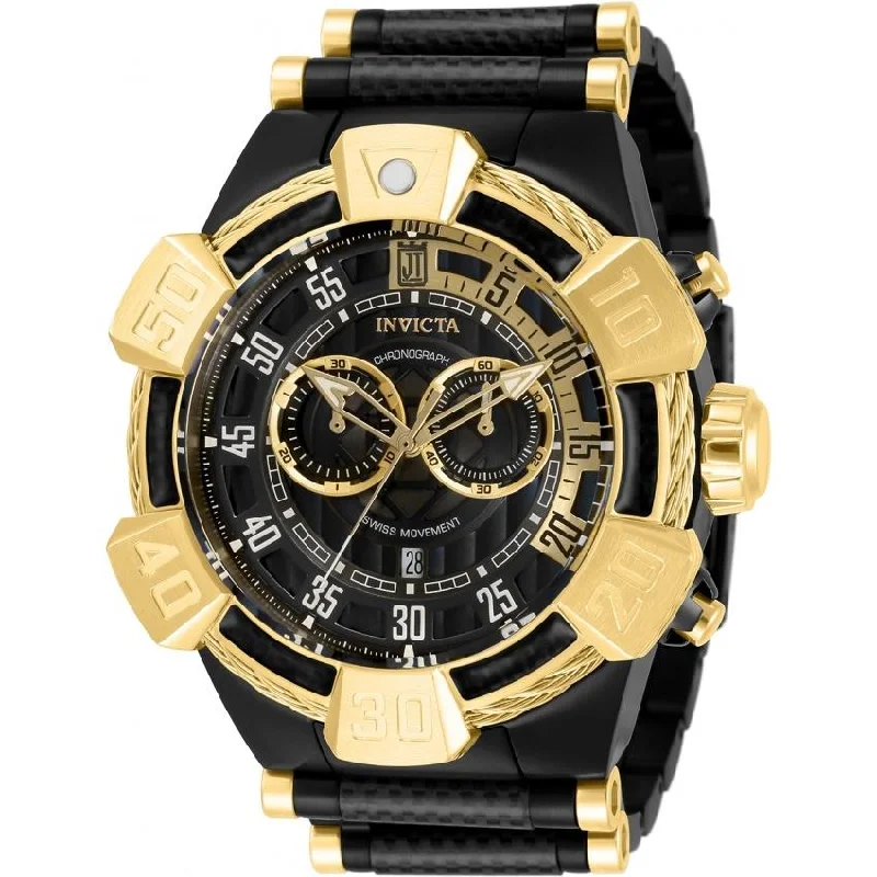 Flat strap watches-Invicta Men's 32831 Jason Taylor Black and Gold-Tone Polyurethane and Stainless Steel Watch