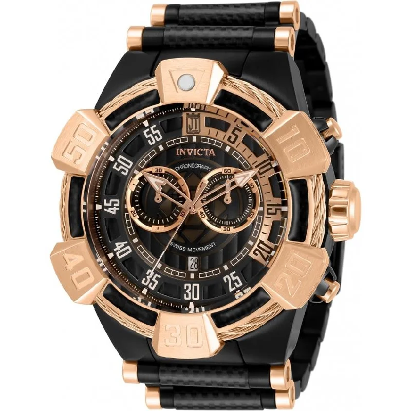 Daily fine watches-Invicta Men's 32832 Jason Taylor Black and Rose-Tone Polyurethane and Stainless Steel Watch