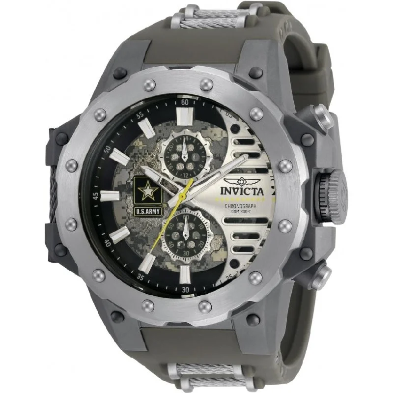 Grand strap watches-Invicta Men's 32982 U.S. Army Grey and Silver Silicone Watch