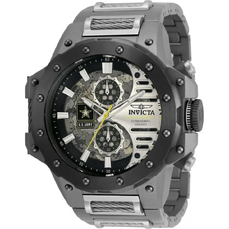 Sporty waterproof watches-Invicta Men's 32987 U.S. Army Gunmetal and Silver Polyurethane and Stainless Steel Watch