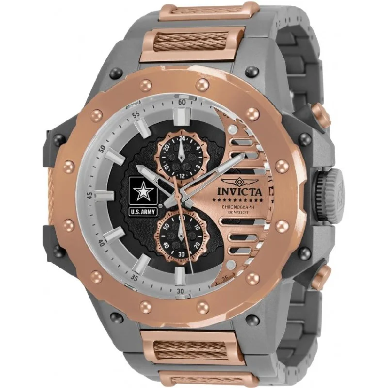 Eco leather watches-Invicta Men's 32989 U.S. Army Rose-Tone and Silver Polyurethane and Stainless Steel Watch