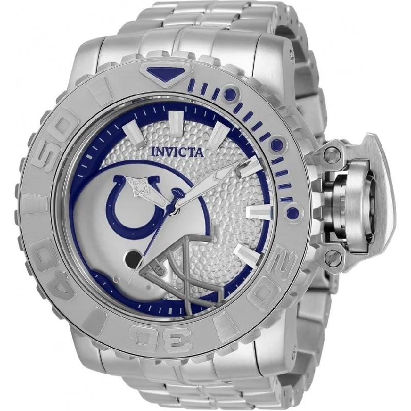 Grand chrono watches-Invicta Men's 33009 NFL Colts Automatic Stainless Steel Watch