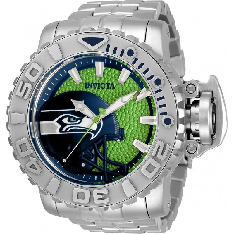 Fine strap watches-Invicta Men's 33040 NFL Seahawks Automatic Stainless Steel Watch