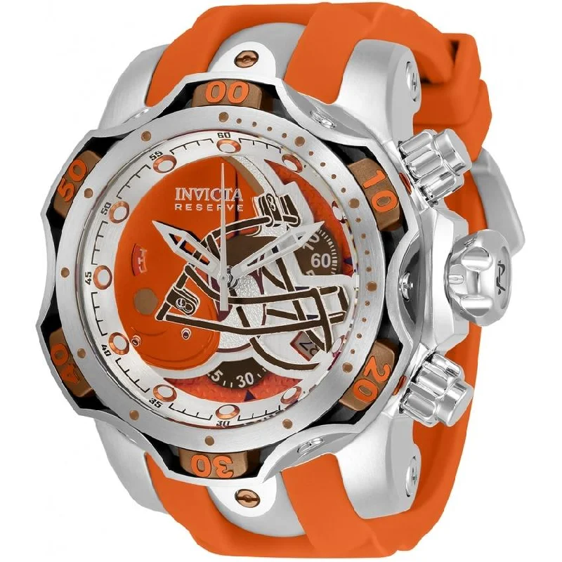 Solar face watches-Invicta Men's 33068 NFL Browns Orange Silicone Watch