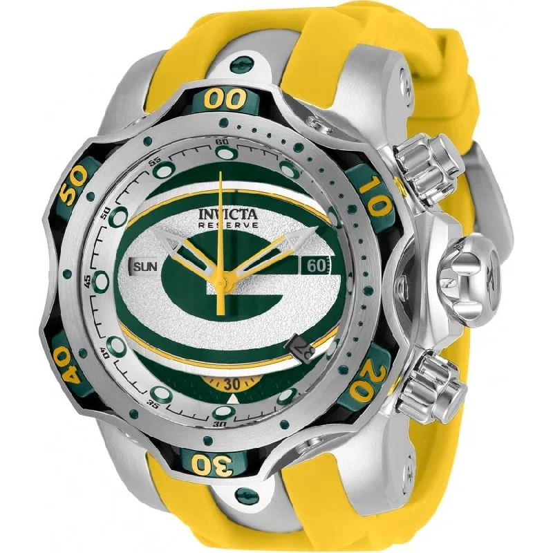 Daily sleek watches-Invicta Men's 33072 NFL Packers Yellow Silicone Watch