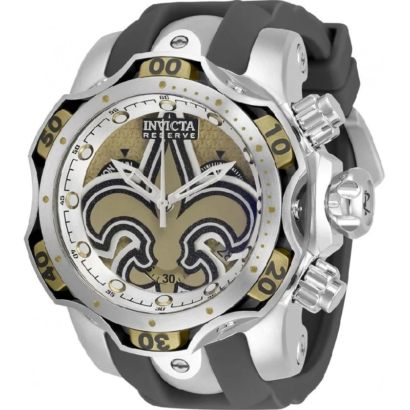 Refined leather watches-Invicta Men's 33080 NFL Saints Black Silicone Watch