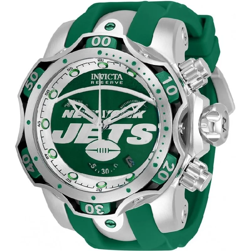 Sharp square watches-Invicta Men's 33081 NFL Jets Green Silicone Watch