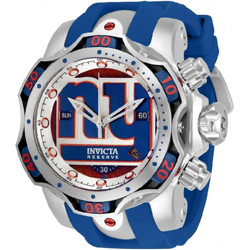 Smoky quartz watches-Invicta Men's 33082 NFL Giants Blue Silicone Watch