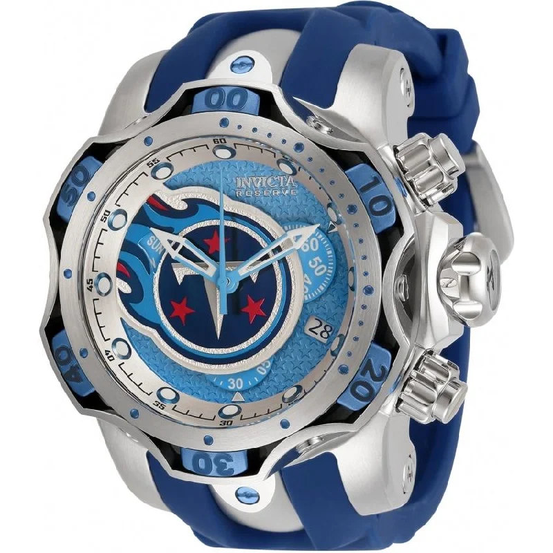 Steel strap watches-Invicta Men's 33089 NFL Titans Blue Silicone Watch