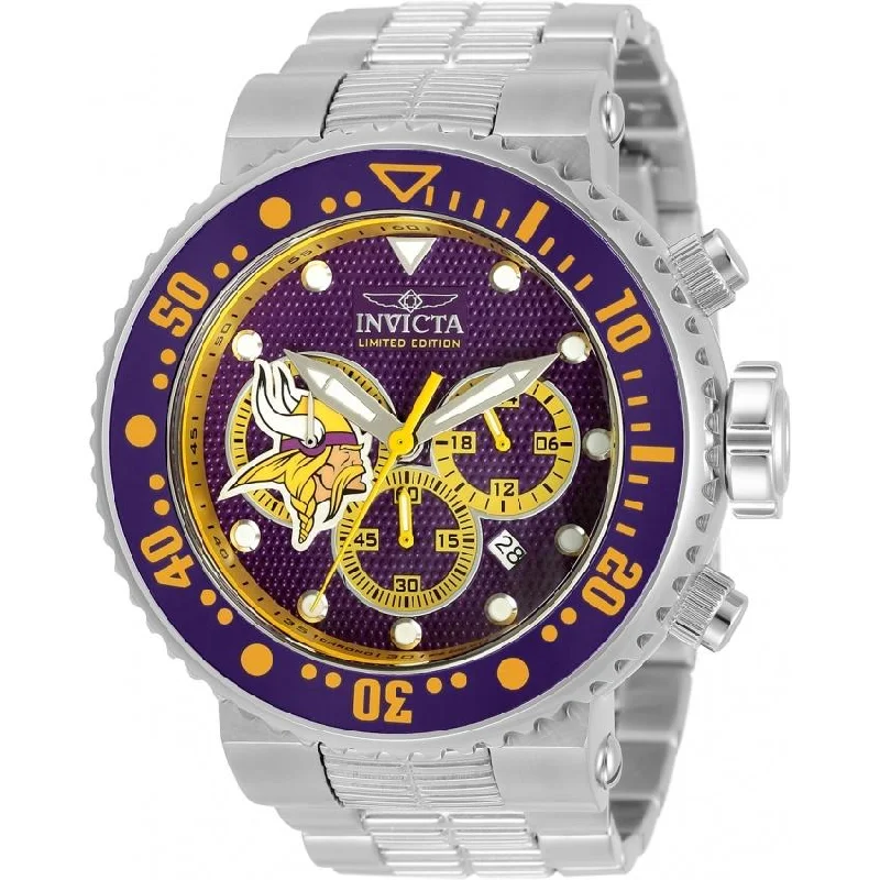 Adjustable band watches-Invicta Men's 33134 NFL Vikings Stainless Steel Watch