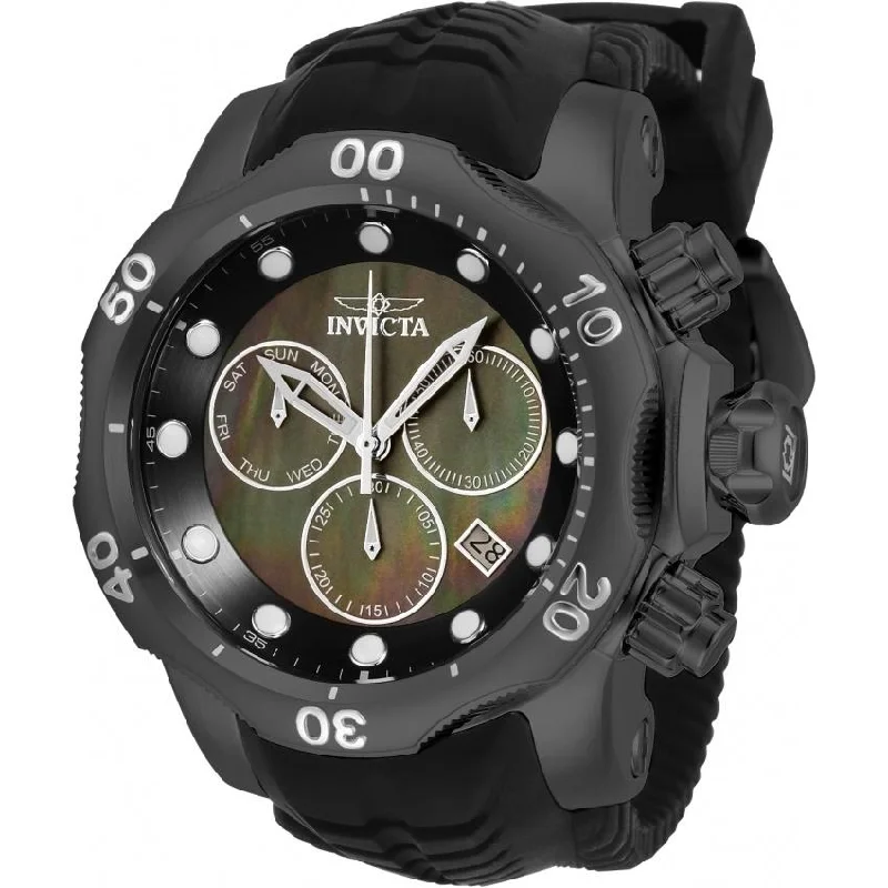 Sharp analog watches-Invicta Men's 33304 Venom Black Polyurethane Watch