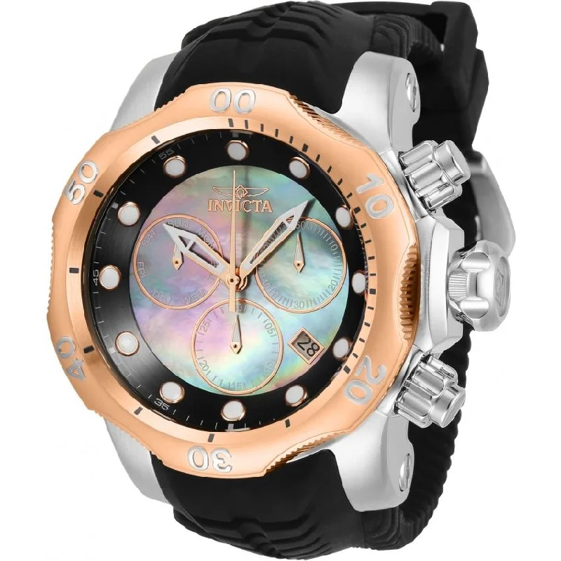 Fine square watches-Invicta Men's 33307 Venom Black Polyurethane Watch