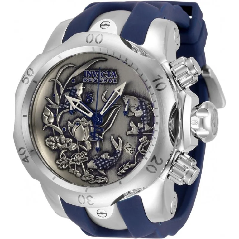 Oval stone watches-Invicta Men's 33353 Reserve Venom Blue and Silver Stainless Steel Watch