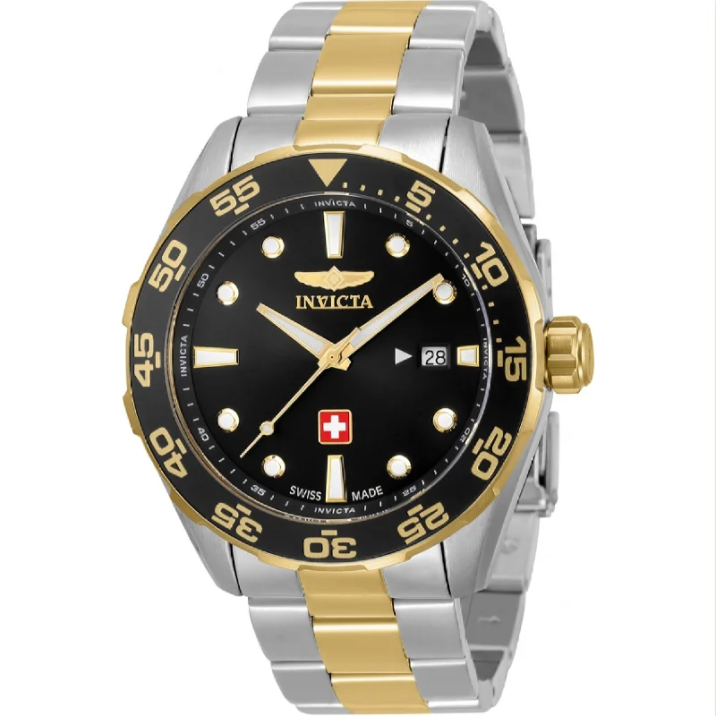 Crafted band watches-Invicta Men's 33459 Pro Diver Gold-Tone and Silver Stainless Steel Watch