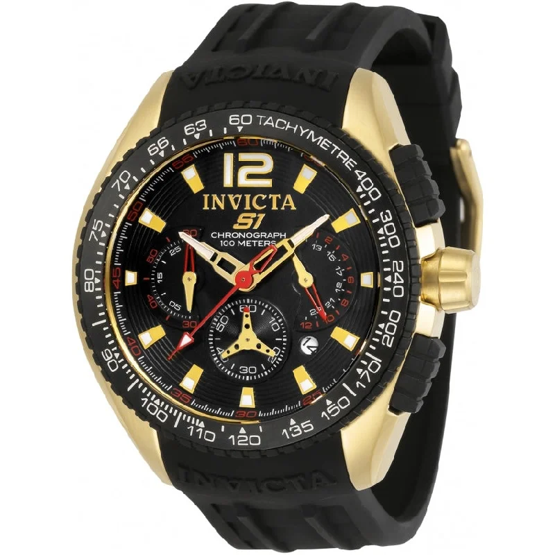 Polished gold watches-Invicta Men's 33629 S1 Rally Black Silicone Watch