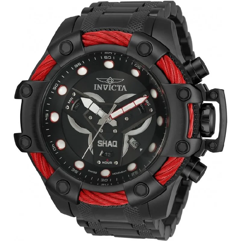 Rose gold face watches-Invicta Men's 33655 Shaq Black Stainless Steel Watch