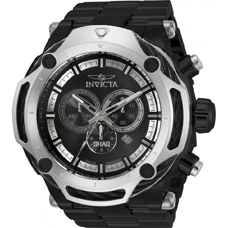 Sharp quartz watches-Invicta Men's 33663 Shaq Black Stainless Steel Watch