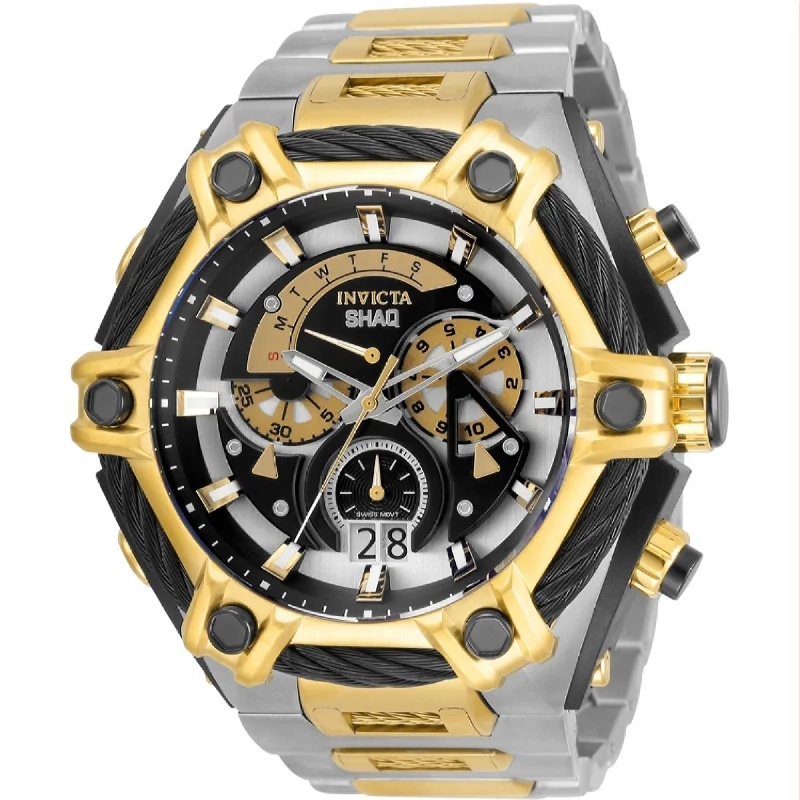 Bold analog watches-Invicta Men's 33683 Shaq Gold-Tone and Silver Stainless Steel Watch