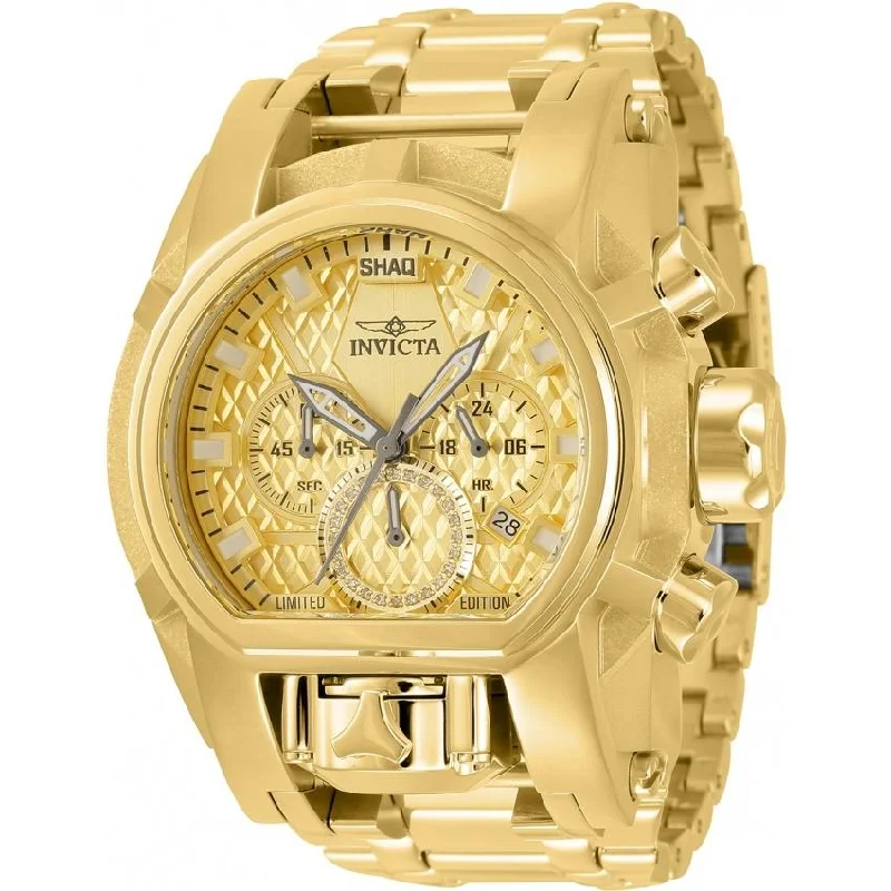 Square face watches-Invicta Men's 34657 Shaq Gold-Tone Stainless Steel Watch