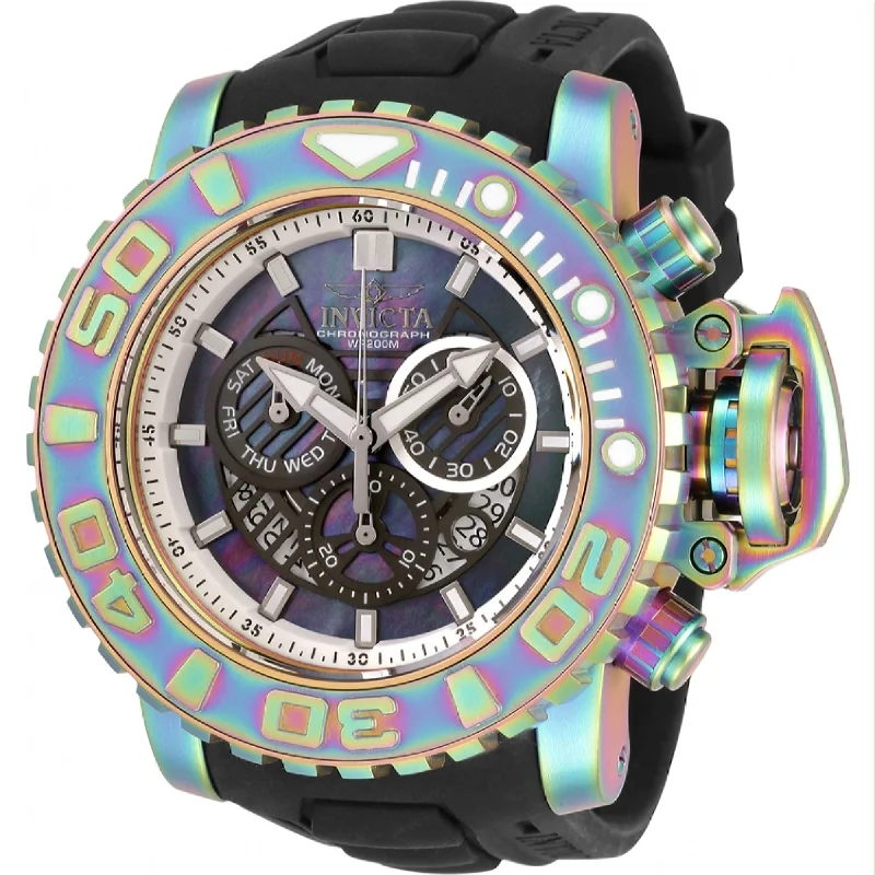 Stone trim watches-Invicta Men's 34726 Sea Hunter Iridescent Silicone Watch