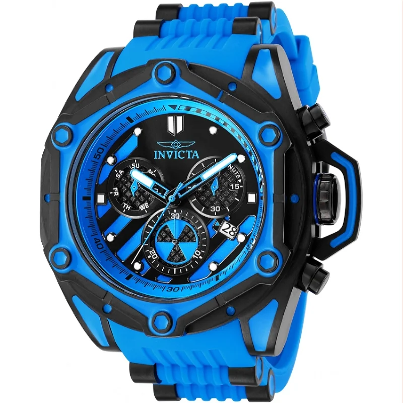 Rose gold dial watches-Invicta Men's 34787 Sea Monster Sea Monster Black and Blue Silicone Watch