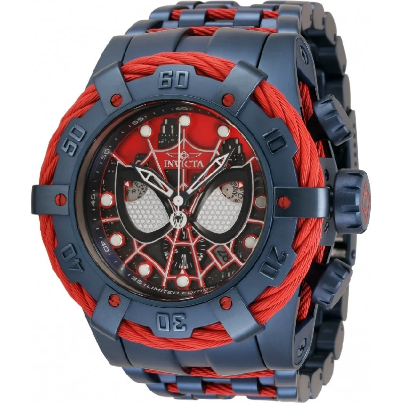 Silicone strap watches-Invicta Men's 35164 Marvel Spiderman Blue Polyurethane and Stainless Steel Watch