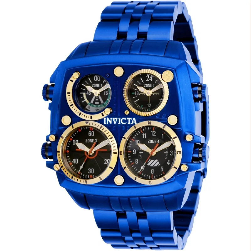 Retro slim watches-Invicta Men's 35199 Aviator Blue Stainless Steel Watch