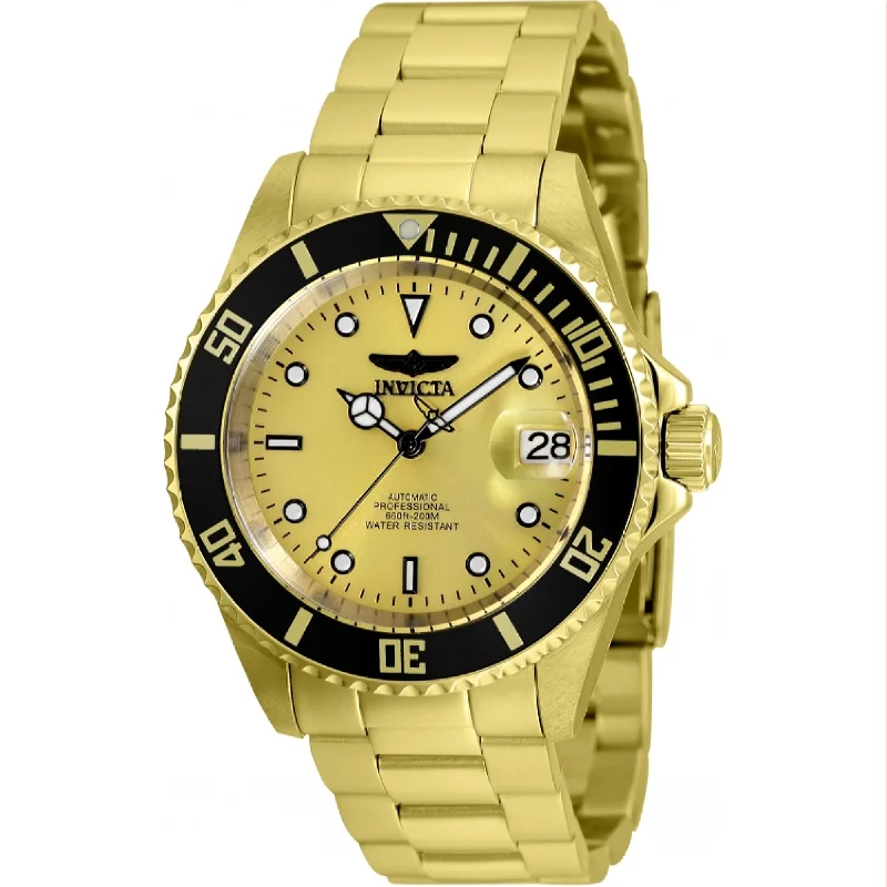 Sleek silver watches-Invicta Men's 35846 Pro Diver Automatic Gold-Tone Stainless Steel Watch