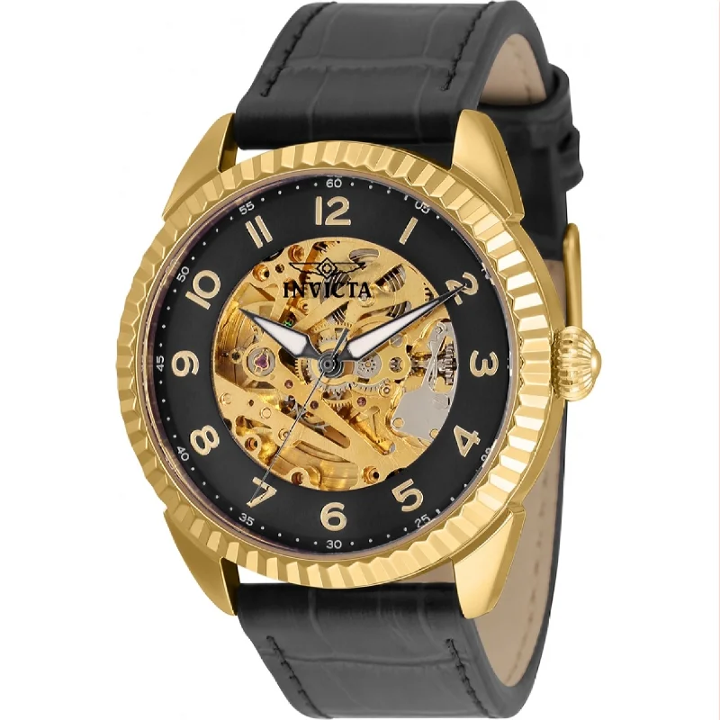 Tribal leather watches-Invicta Men's 36563 Specialty Automatic Black Leather Watch