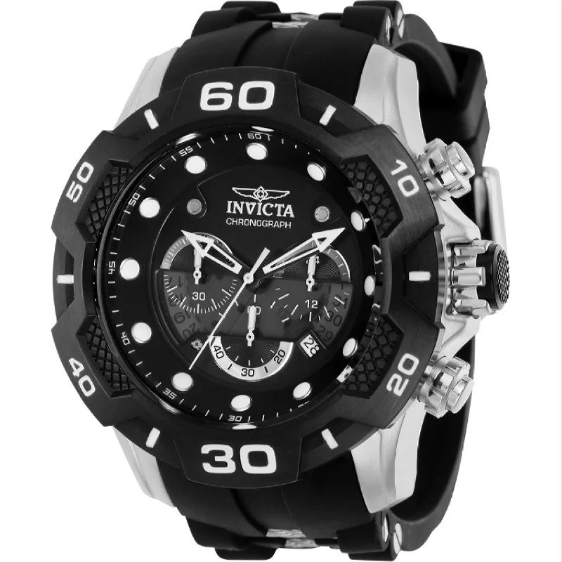 Retro round watches-Invicta Men's 36681 Speedway Reserve Black Polyurethane and Stainless Steel Watch