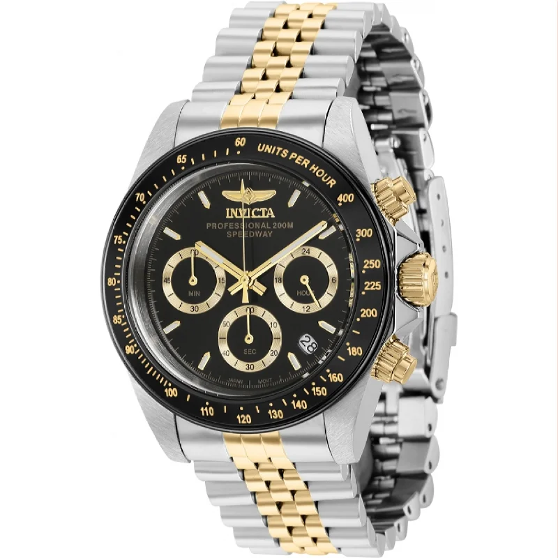 Airy metal watches-Invicta Men's 36739 Speedway Black and Gold-Tone Stainless Steel Watch