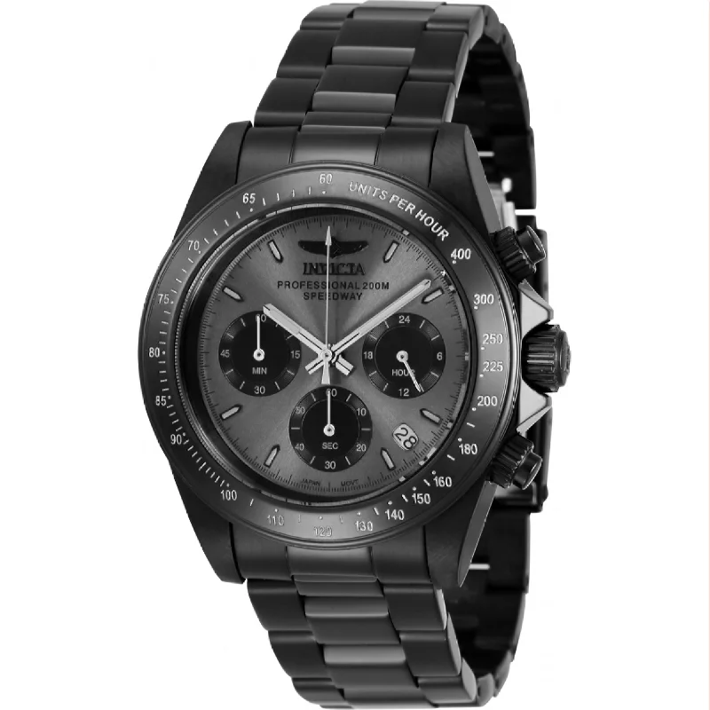 Refined leather watches-Invicta Men's 36741 Speedway Black Stainless Steel Watch