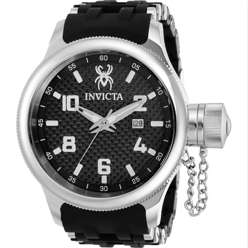 Chic band watches-Invicta Men's 36976 Russian Diver Black Polyurethane and Stainless Steel Watch